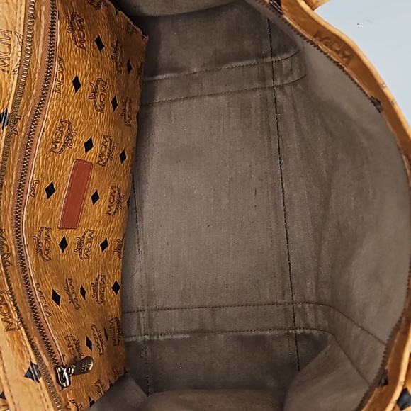 Authentic MCM Monogram Vintage Shoulder Tote Bag Cognac Visetos - Picture 9 of 16